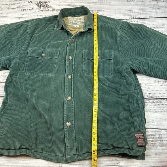 VTG Abercrombie & Fitch Co. Corduroy Long Sleeve Shirt Shacket Sz M Extra Rugged - Picture 4 of 9